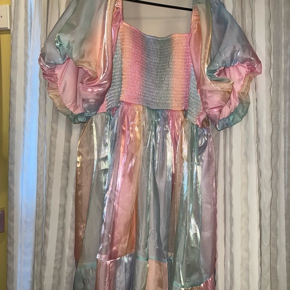 Iridescent Puff Sleeve Mini Dress - Picture 4 of 5